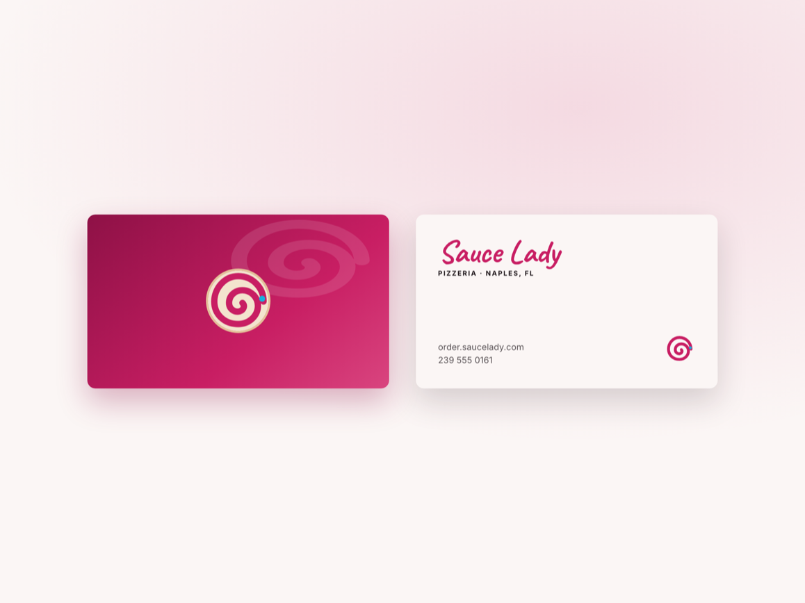Sauce Lady Pizzeria business card mockup