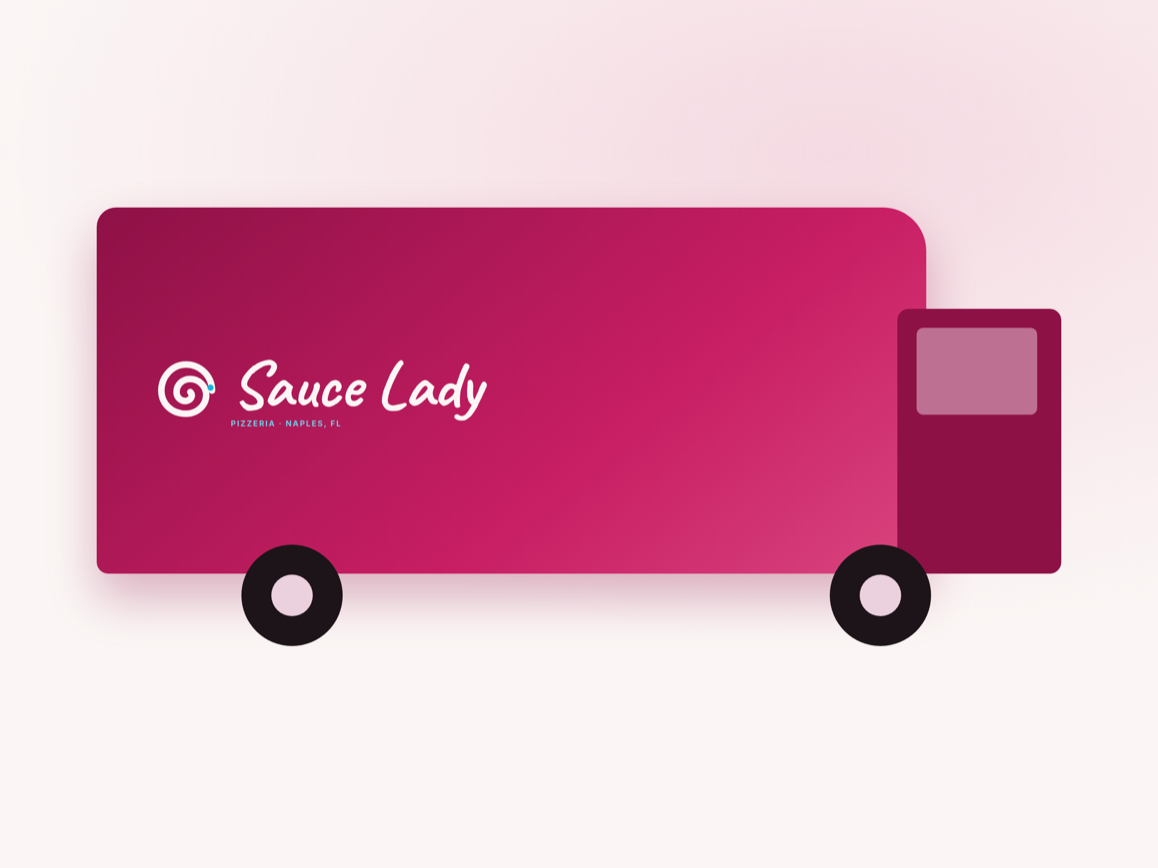 Van mockup with the lockup on the cargo panel and a full plate of clear space on every side